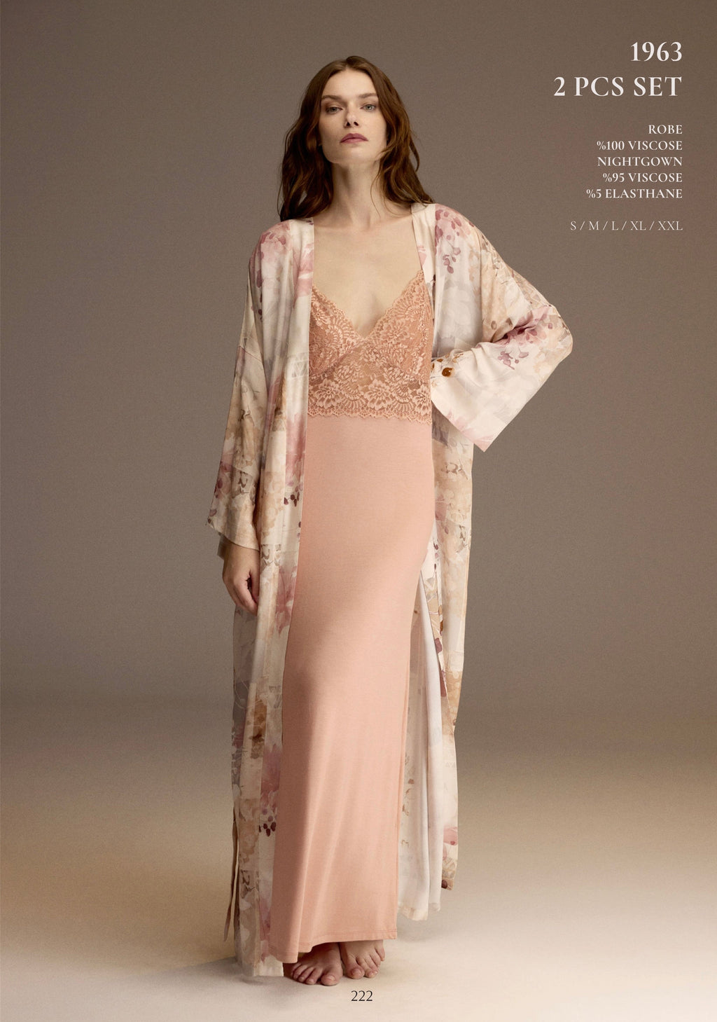 Rosé Bloom Slip & Robe Set . 1963