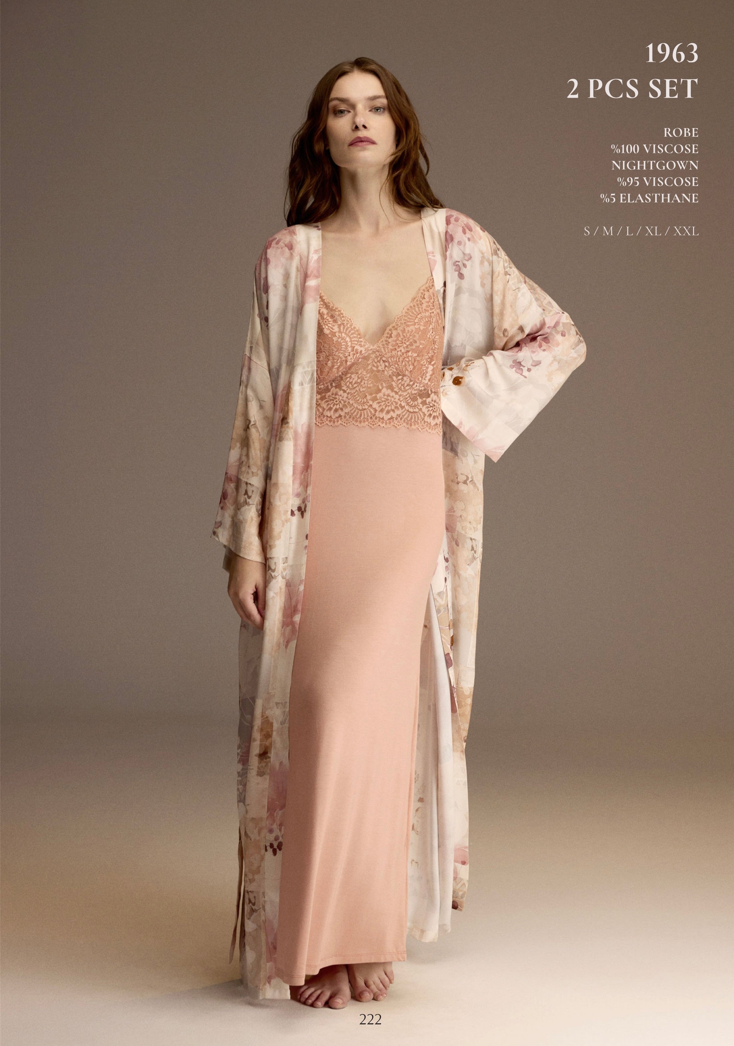 Rosé Bloom Slip & Robe Set . 1963