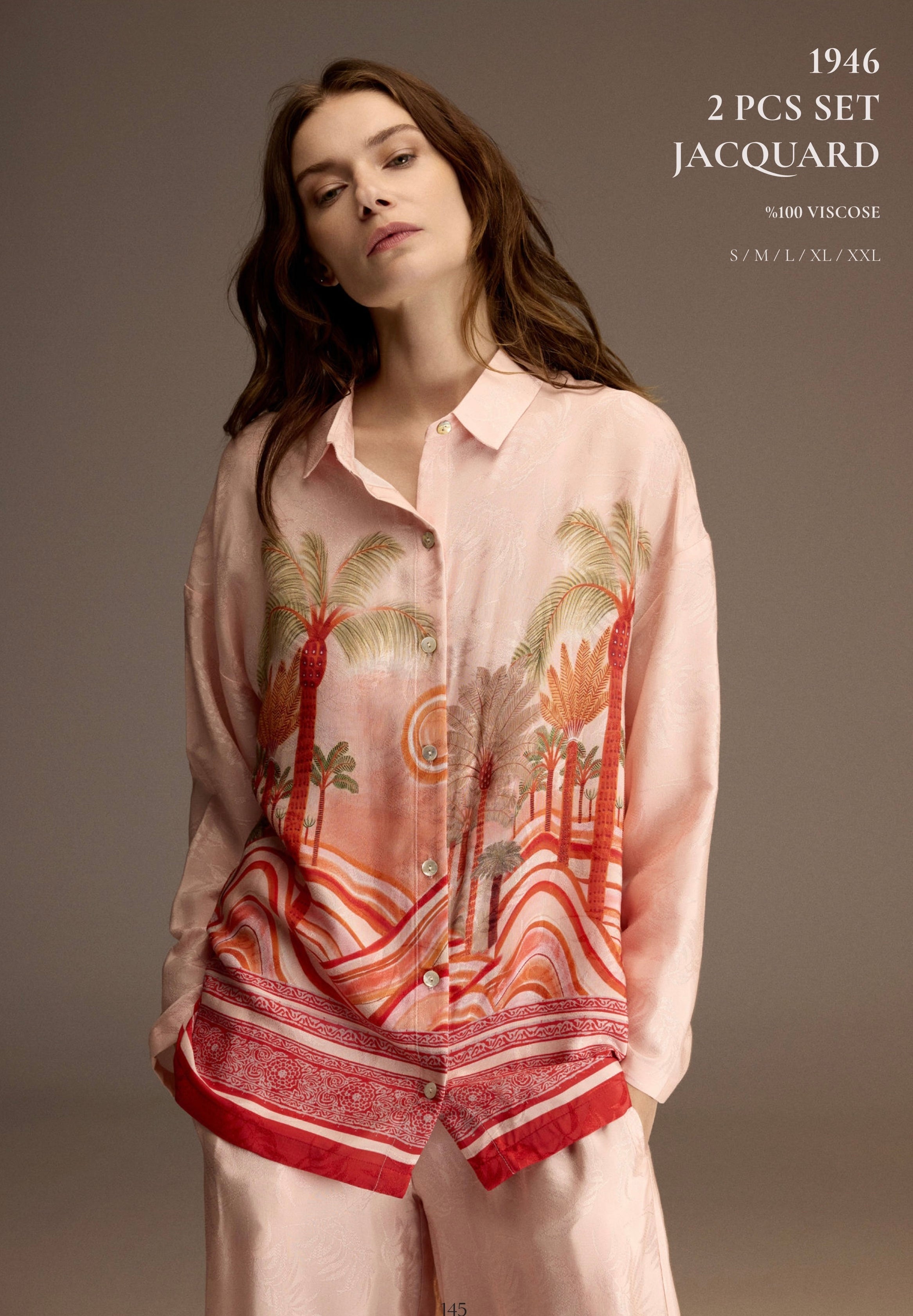 Rosé Palm Shirt Set . 1946