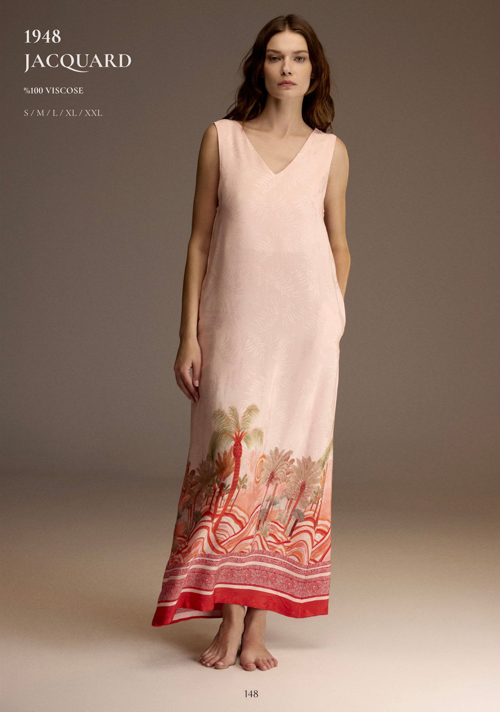 Rosé Palm Slip Dress . 1948