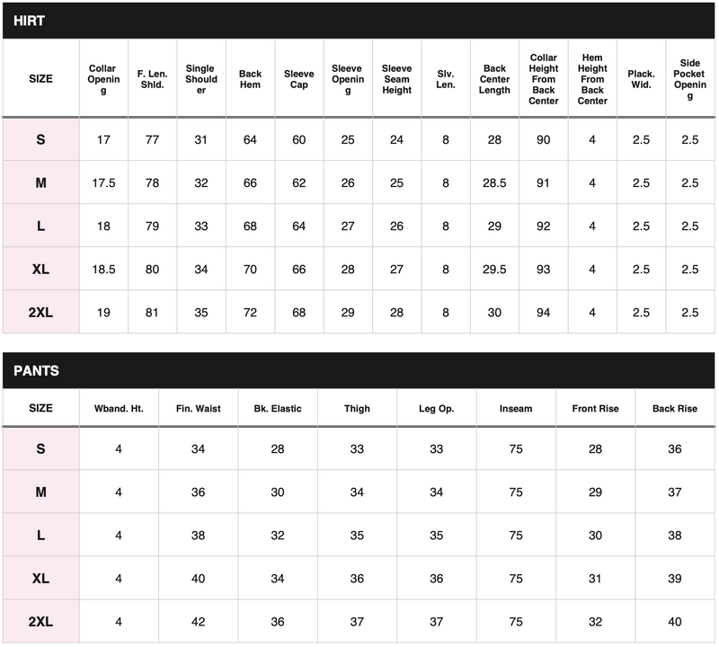 Size chart