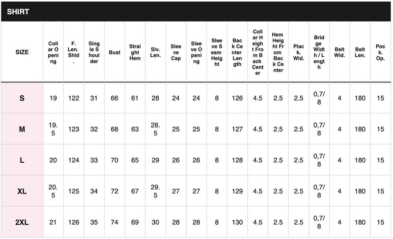 Size chart