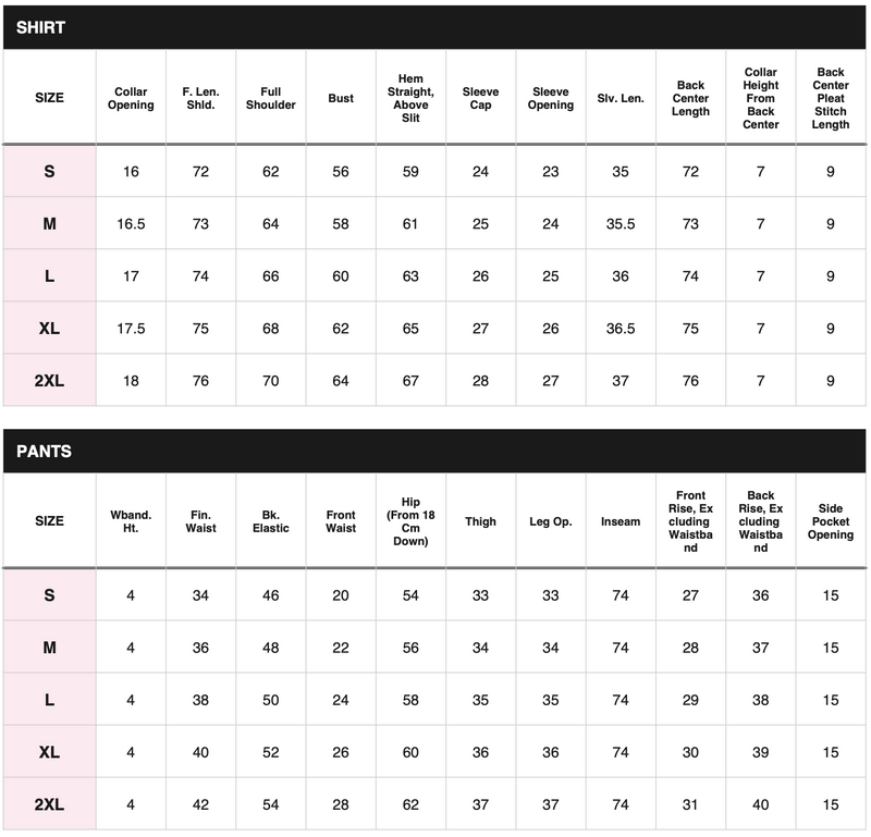 Size chart