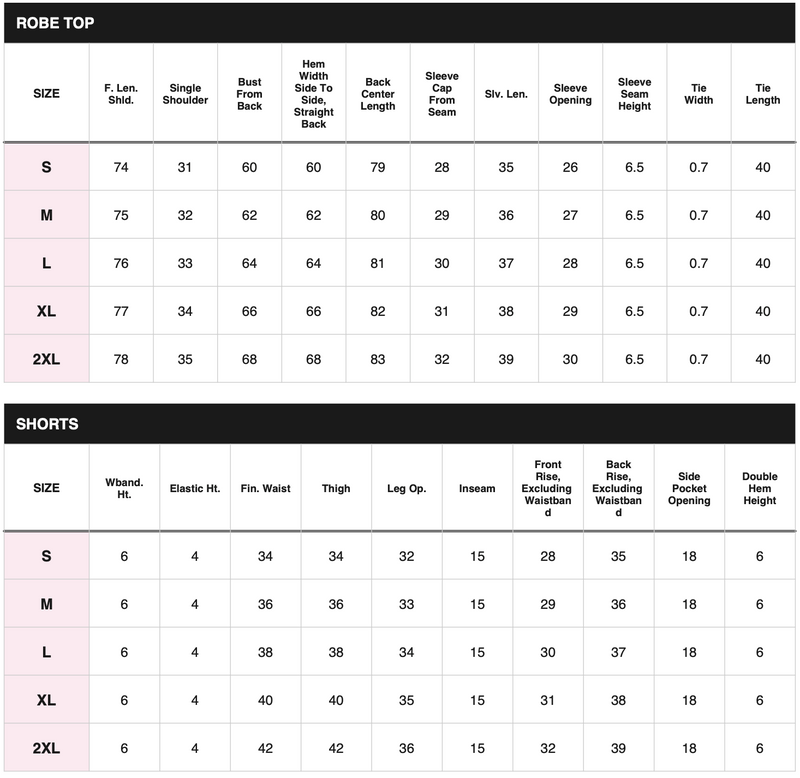 Size chart