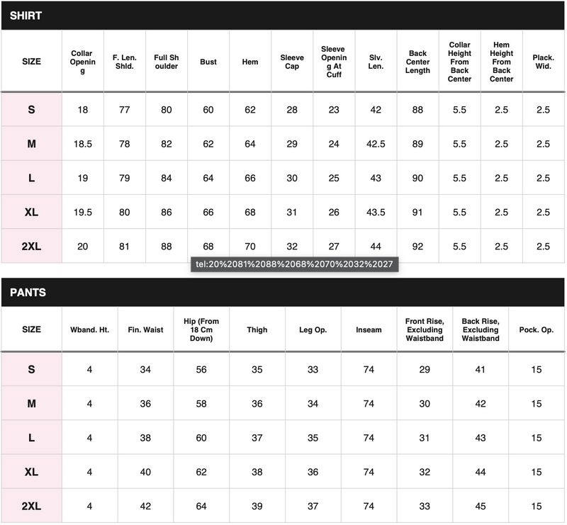 Size chart