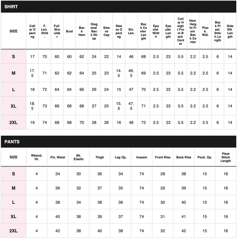 Size chart